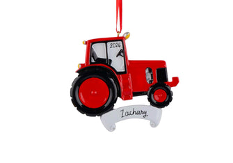 Tractor Ornament - 2024 Red Truck Ornament, Boy Farmer Gift for Him Men, Personalized Baby Stocking Stuffer Christmas Grandson Kids Keepsake