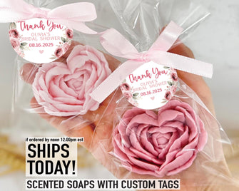 Peony Flower Soap Favors - Baby Shower Guest Gifts in Bulk, Elegant Wildflower Bridal Party, Floral Bloom Thank You  Wedding Decorations