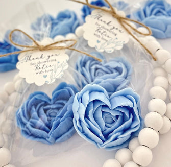 Elegant Blue Peony Soaps - Bridal Shower Party Favors, Baby Sprinkle Boy Decor, Wedding Dusty Something Blue Before I Do Bulk Guest Gifts
