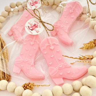 Big Cowgirl Boot Soaps - Pink Western Favors Bridal Shower, First Rodeo Decor Baby Shower Bachelorette Disco Party Thank You Guest Gift Bulk
