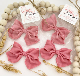 Bow Soap Favors - Baby Shower Party Guest Gifts, Pink Girl Floral Theme Birthday Decor, Tying The Knot Bridal Wedding Thank You Centerpieces