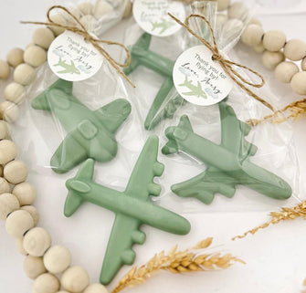 Airplane Soaps Party Favors - Landing Soon Baby Shower Decor, Travel Theme Birthday Centerpiece, Thank You Bulk Guest Gifts - Handmade Soaps