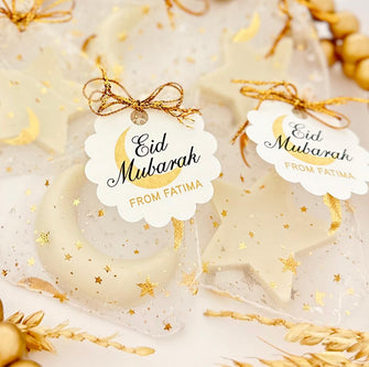 Eid Mubarak Mini Soap Gifts - Ramadan Favor Decorations, Moon Star Gold Theme, Personalized Kids Adult Men Women, Welcome Home Guest Ideas