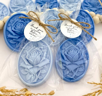 Elegant Dusty Blue Rose Soaps - Bridal Shower Party Favors, Baby Sprinkle Boy Decor Wedding Dusty Something Blue Before I Do Bulk Guest Gift