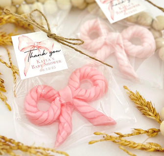Bow Knot Soap Favors - She's Tying the Knot Bridal Shower Wedding Party, Pink Baby Girl First Communion Ideas Birthday Thank You Guest Gifts