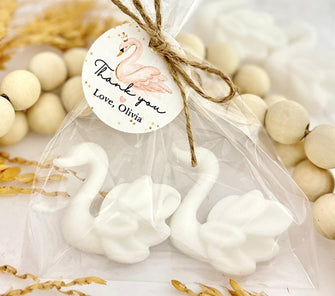 Mini Swan Soap Favors - Baby Shower Birthday Party Decor, Thank You Gifts for Guests in Bulk, Girl 1st First Birthday, Wedding Bridal Theme