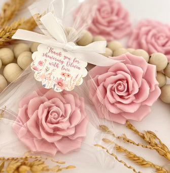Floral Baby Shower Soap Favors - Wildflower Girl In Bloom Bridal Love Party Sprinkle Thank You Gift Bulk Dusty Rose Pink Wedding Theme Decor