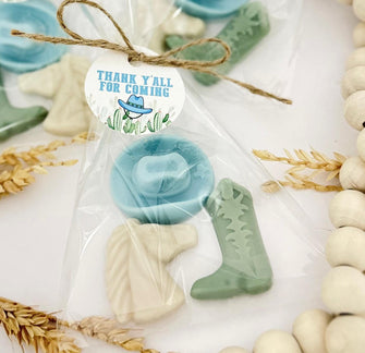Western Soap Favors - Cowboy Baby Shower Party, My First Rodeo Boy Blue Birthday Decor Bridal Wedding Country Themed Gifts - 3 Soaps Per Bag