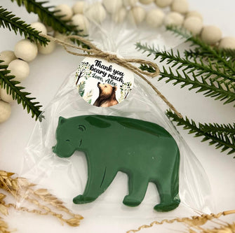 Bear Soap Favors - Woodland Baby Shower, Wild One Safari Animal Party Thank You Guest Gifts, Forest Green Nature Themed First Birthday Decor