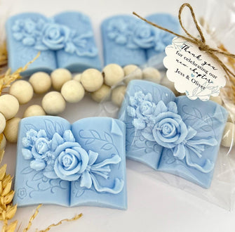 Blue Book Soap Favors - Storybook Theme Bridal Shower, A New Chapter Begins Baby Sprinkle Our Next Adventure Floral Reading Party Decor Gift