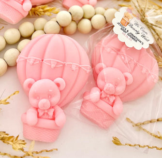 Bear in Balloon Soap Favors - Girl Baby Shower Thank You Bulk Guest Gifts, Teddy Bear Hot Air Balloon Party Theme First Birthday Decor