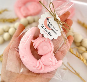 Pink Over the Moon Soap Favors - Baby Shower Girl, Star Little Sky Cloud Party Decor, Unicorn Rainbow Celestial Thank You Bulk Guest Gifts