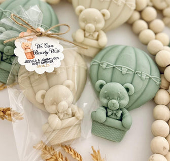 Teddy Bear in Balloon Soap Favors - Neutral Baby Shower, Thank You Bulk Guest Gifts, We Can Bearly Wait Much Boho Hot Air Sky Theme Decor