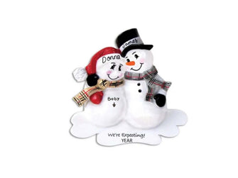 Snow Family Expecting Personalized Christmas Ornament - Pregnant 2025 Expecting Christmas Tree Ornament Holiday Custom Personalized Gift