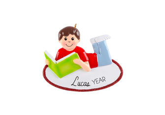 2025 Kids Reading Ornament - Girl Boy Personalized Reading Gift Grandson Granddaughter School Book Stocking Stuffer Keepsake Tree Decoration