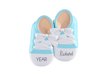 2025 Baby Shoe Ornament - Personalized Ornament, Baby First Christmas Ornament, Baby Shower Favor Blue Boy Ornament Personalized Shoe Baby
