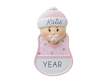 Baby Girl Ornament - Personalized Ornament Baby First Christmas Ornament Baby Shower Favor Pink Baby Girl Ornament Personalized 2025 Baby