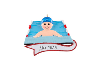 2025 Swimming Ornament - Boy Girl Swimmer Kids Personalized Christmas Gift Stocking Stuffer Pool Lessons Grandchildren Tree Decorations