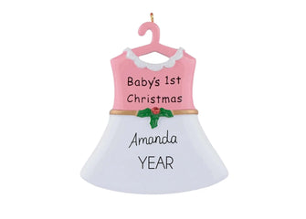Baby Girl Dress Ornament - 2025 Pink Girl Baby Christmas Ornament Holiday Gift Girl Baby First Christmas Gift Girl Nursery Decor Christmas