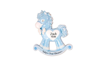 Riding Horse Boy Ornament - Personalized Blue Baby Christmas Ornament Gift, Boy Baby First Christmas Gift Boy Nursery Decor 2025