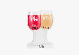 Wedding Wine Ornament - Personalized 2025 Newly Wed, Our First Christmas Together Ornament Mr Mrs Couple Ornament Custom Engaged Married
