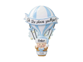 2025 Baby Boy Ornament Personalized - Boy Baby's My First Christmas Ornament, Hot Air Balloon Baby Ornament, New Baby Shower Christmas Gift