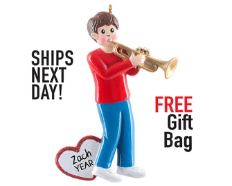 Trumpet Player Ornament - 2025 Trumpet Lover School Class Lesson Learning Girl Boy Kid Personalized Grandkid Christmas Gift Stocking Stuffer