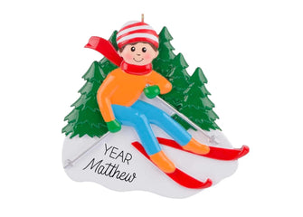 Skiing Ornament -- Winter Sports Downhill Ski Gift for Him Men Boy 2025 Personalized Christmas Snowboard Stocking Stuffer Tree Decorations