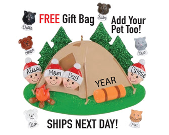 Camping Christmas Ornament - Hiking Tent Camper Family Friend Gift, 2025 Personalized Decor, Stocking Stuffer