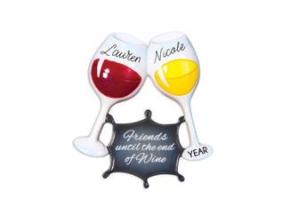 Wine Ornament - Best Friend Ornament, Friendship Christmas Gift For Friends, Funny Cute Custom 2025 Personalized Christmas Ornament