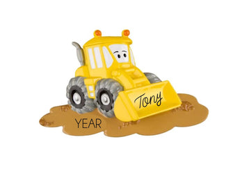 Bulldozer Ornament - 2025 Kids Construction Ornament, Girl Boy Toddler Gift, Backhoe Truck Stocking Stuffer, Christmas Tree Decorations