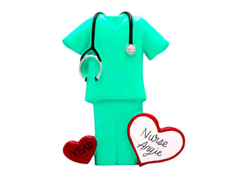 Green Scrubs Ornament - 2025 Personalized Nurse Ornament, RN CNA LPN Np New Nurse First Christmas Gift Nursing School, Christmas Ornament