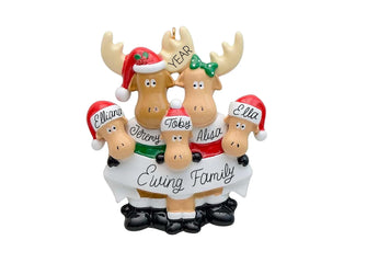 2025 Moose Family Christmas Ornament - Personalized for Family 2 3 4 5 , Deer Holiday Gift Family Custom Name Xmas Our Family Ornament