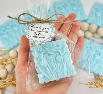 Blue Wildflower Soap Favors - Baby in Bloom Shower Favors Girl, Bridal Party Bachelorette Wedding Decoration Garden Flower Bulk Guest Gifts