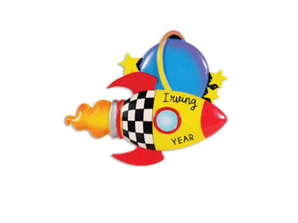 Rocket Ship Ornament - 2025 Personalized Astronaut Space Ship Rocket Ornament, Scientist Kids Toddler Boy Ornament 2025, Christmas Tree Gift