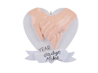 Holding Hands Ornament - Personalized Engagement Ornament, Ring Married Wedding Ornament, 2025 Couple Wedding First Christmas Gift Ornament