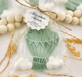 Sage Green Air Balloon Soaps - Neutral Baby Shower Favors, Travel Sky Adventure Bridal Wedding Party Decor, Kids Birthday Thank You Gifts
