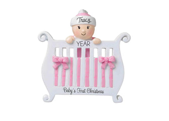 Baby Girl Pink Personalized Christmas Ornament - Baby's 1st Christmas, 2025 First Christmas Ornament New Baby Ornament Baby Shower Girl Gift