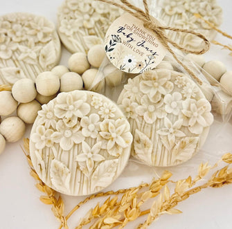 Honey Oatmeal Wildflower Soap Favors - In Bloom Baby Shower Girl Boy, Love Blooming Bridal Party Bulk Guest Gift, Boho Flower Birthday Decor