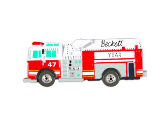 Fire Truck Ornament - Firefighter Ornament, Kids Gift 2025, Fireman Birthday Party Girl Boy Christmas Decorations, Grandson Stocking Stuffer
