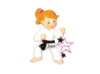 Karate Girl Custom Belt Ornament - Taekwondo Personalized Karate Girl Christmas Ornament, 2025 Black Belt Gift Girl Kid Toddler Martial Arts