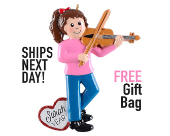 Violin Player Ornament - 2025 Violin Lover Recital Lesson Learning, Girl Boy Kids Personalized Grandkids Christmas Gift Stocking Stuffer