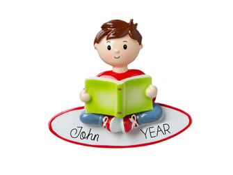 Reading Christmas Ornament - Book Kids Christmas Gift, Personalized Toddler Girl Boy Reading Ornament, Nursery Daycare Stocking Stuffer 2025