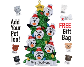 Personalized Penguin Family Christmas Ornament: Custom Grandparent Grandkids Tree Gift 2025