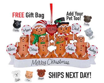 Cookie Family Christmas Ornament - 2025 Personalized Gift, Family of 2 3 4 5 6 People, Kids Grandkids Dog Cat Pet Fish Stocking Stuffer