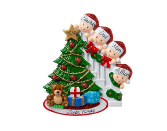 2025 Family Ornament - Personalized Family Christmas Ornament, Christmas Tree Decoration Gift, Peeking Family Ornament Without Masks