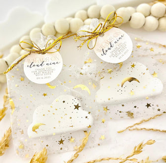 Golden White Cloud Soap Favors - We are On Cloud Nine Party, Baby Shower Bridal Bachelorette Favors, Sky Star Moon Bulk Heaven Theme Decor