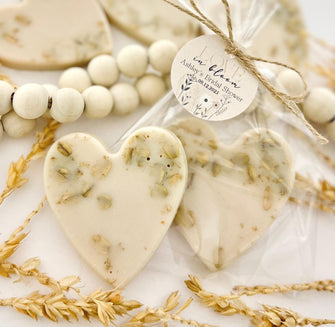 Love in Bloom Soaps - Honey Oatmeal Heart Soap Party Favors, Bridal Shower Guest Thank You Gifts, Boho Rustic Neutral Wedding Decorations