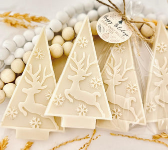 Elegant Tree Soaps - Christmas Party Favors, Deer Snowflake Office Coworker Gift Stocking Stuffer Bulk Teacher Men Women Neighbor Gift Ideas