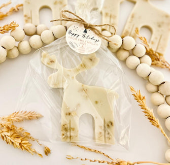 Honey Oatmeal Big Reindeer Soaps - Christmas Gift Coworkers, Stocking Stuffer, Bulk Neighbor Teacher Holiday Winter Party Unique Idea Favors